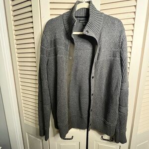 Banana Republic Sweater Mens Medium Gray Knit Mock Neck Wool